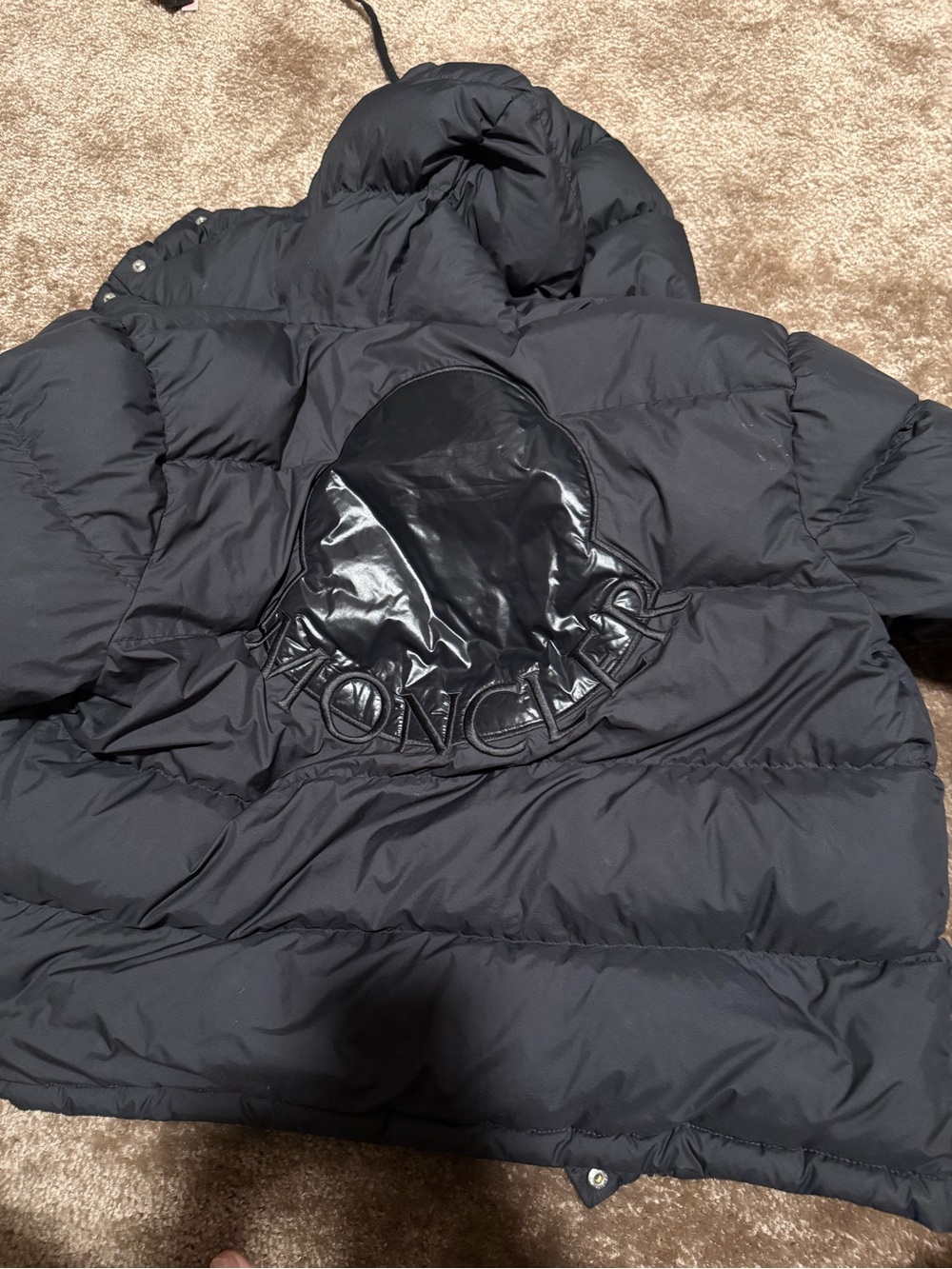 Moncler black coat with Label Detail